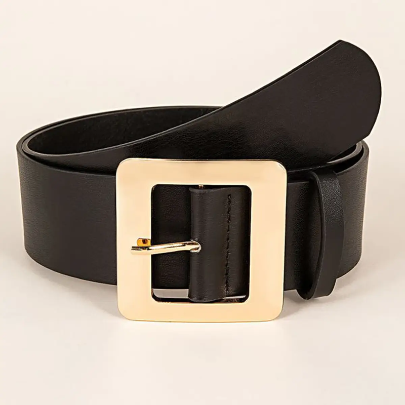 Black Square Leather Belt