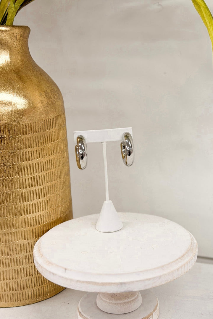 Rhodium 40mm chunky hoop earrings