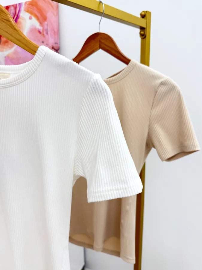 Ribbed Short Sleeve Top - Lavish BoutiqueTops