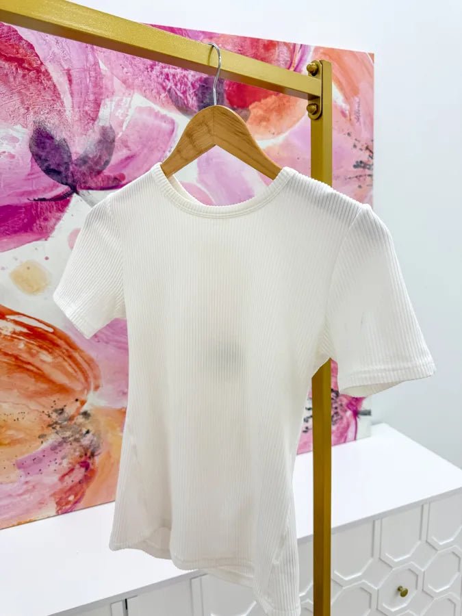 Ribbed Short Sleeve Top - Lavish BoutiqueTops