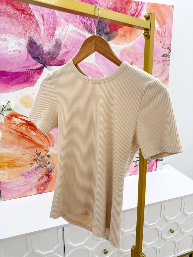 Ribbed Short Sleeve Top - Lavish BoutiqueTops