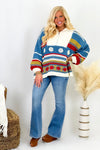 Blue Multi Half Zip Color Block Sweater