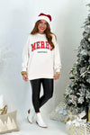 Ivory Merry Christmas Graphic Sweatshirt