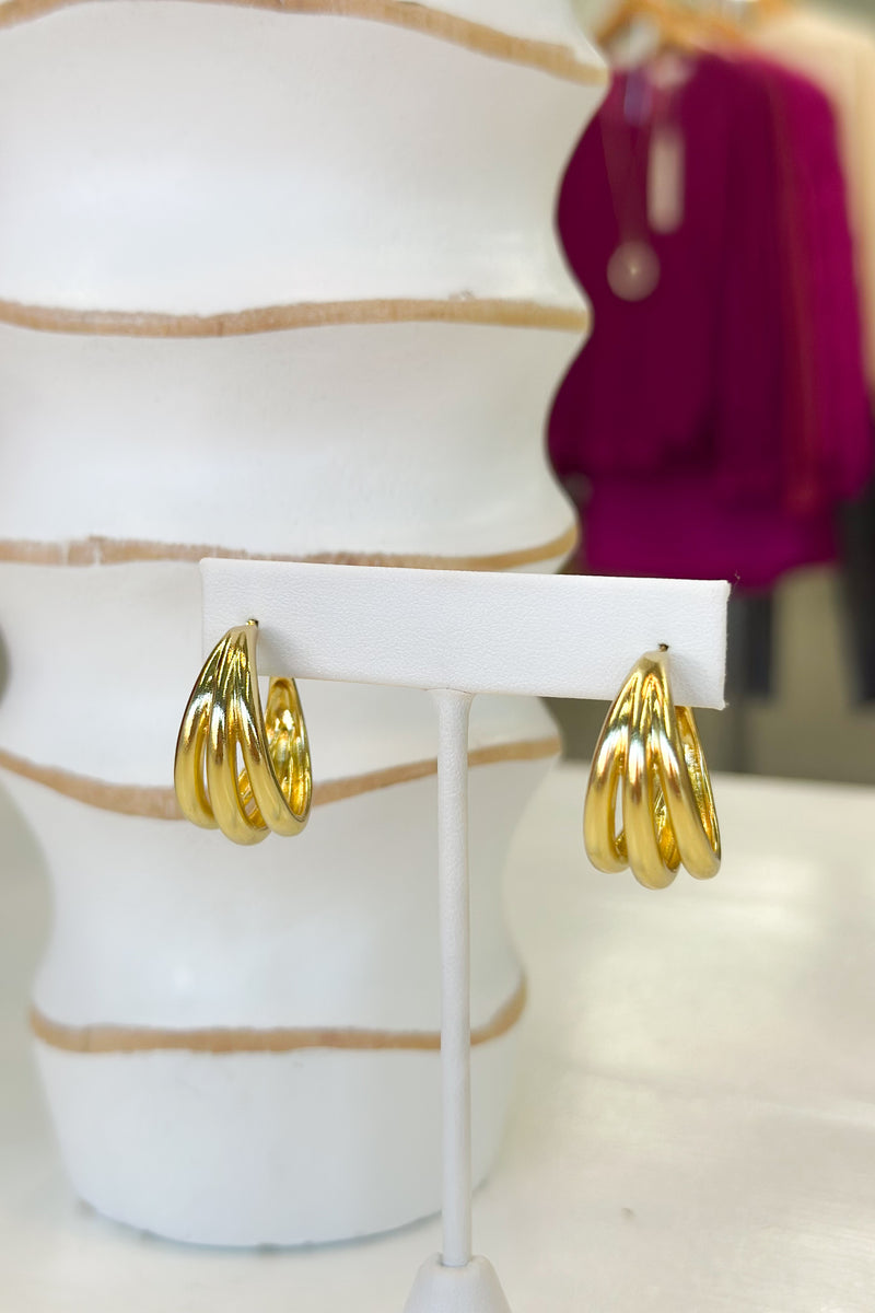 Gold Triple Hoops