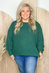 Hunter Green Cable Knit Long Sleeve Sweater