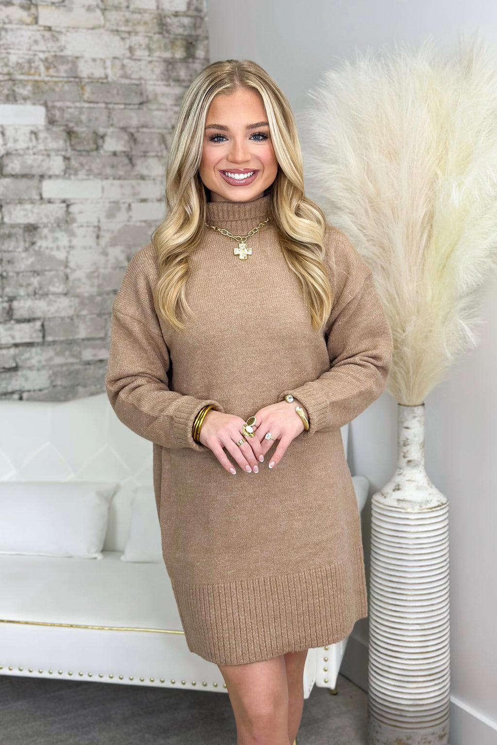 Suave Dress Taupe/Blue