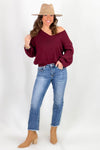 Oxblood Exposed V-Neck Sweater