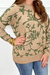 Matcha Floral Print Knit Sweater