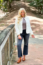 Ivory Ruffle Over Sized Quilted Jacket