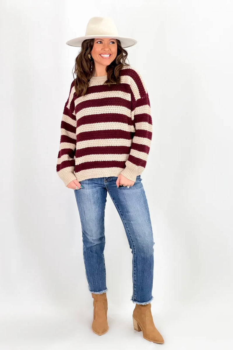 Oxblood Striped Sweater