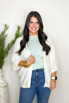 White Dolman Short Sleeve Cardigan