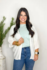 White Dolman Short Sleeve Cardigan