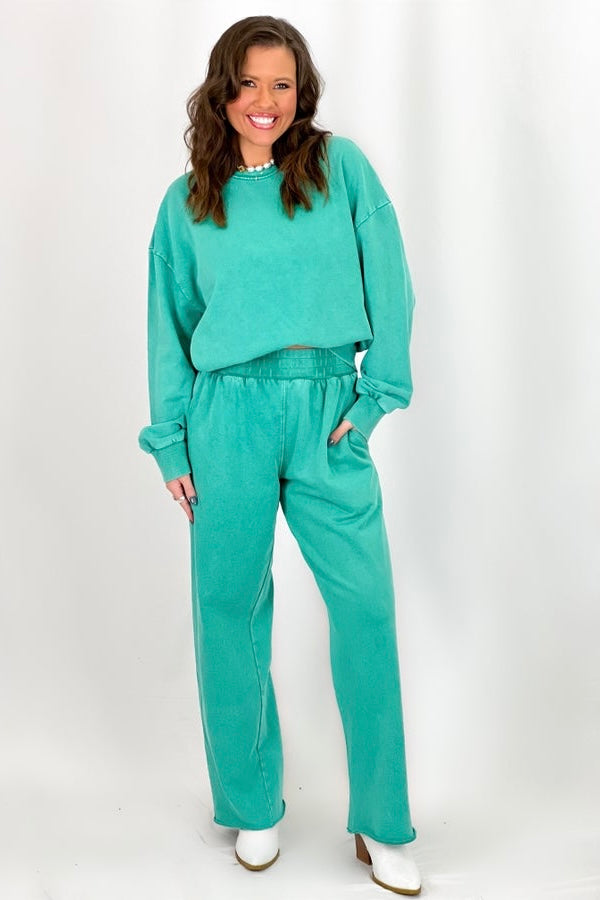 Emerald Green Mineral Wash Sweatshirt