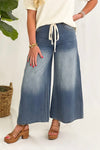 Light Denim Tie Waist Wide Leg Denim Pants