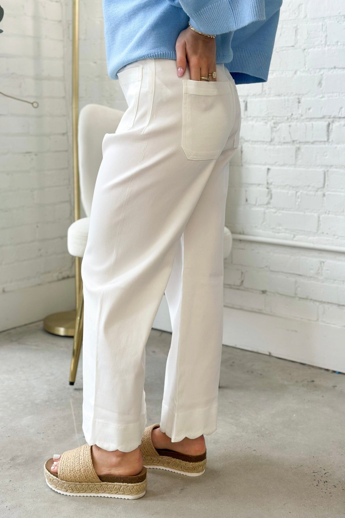 Scallop Hem Wide Leg Pants - Lavish BoutiqueBottoms
