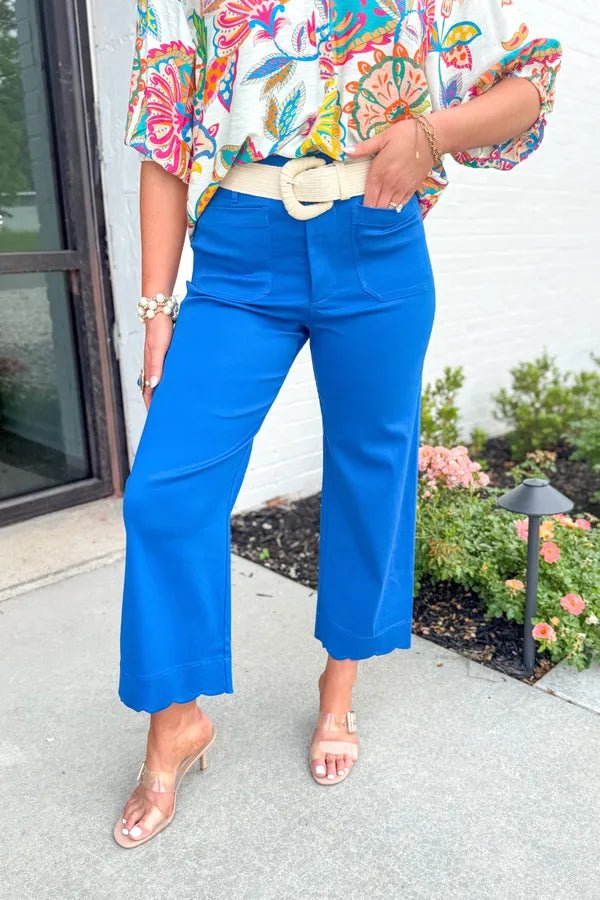 Scallop Hem Wide Leg Pants - Lavish BoutiqueBottoms