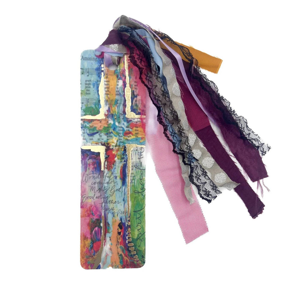 Scripture cross Bible bookmark with a hanging tassel