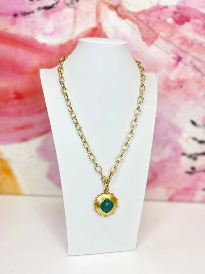 Amazonite natural stone necklace in pale blue-green
