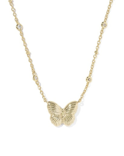 Kendra Scott Cailey Butterfly Short Pendant Necklace Gold Ivory Mother of Pearl