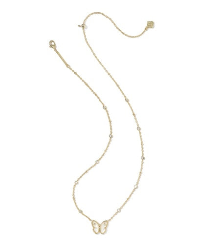 Kendra Scott Cailey Butterfly Short Pendant Necklace Gold Ivory Mother of Pearl