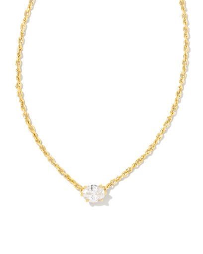 Kendra Scott Cailin Crystal Pendant Necklace Gold White CZ