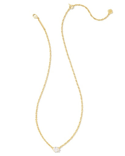 Kendra Scott Cailin Crystal Pendant Necklace Gold White CZ