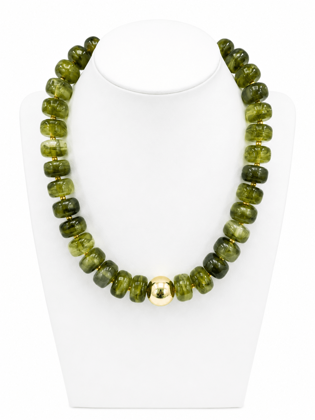 Single-strand bead necklace with gold accents