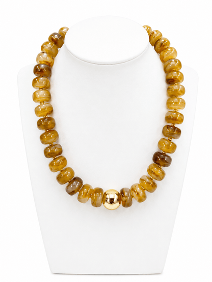 Strand of matte beads punctuated with gold-tone rounds