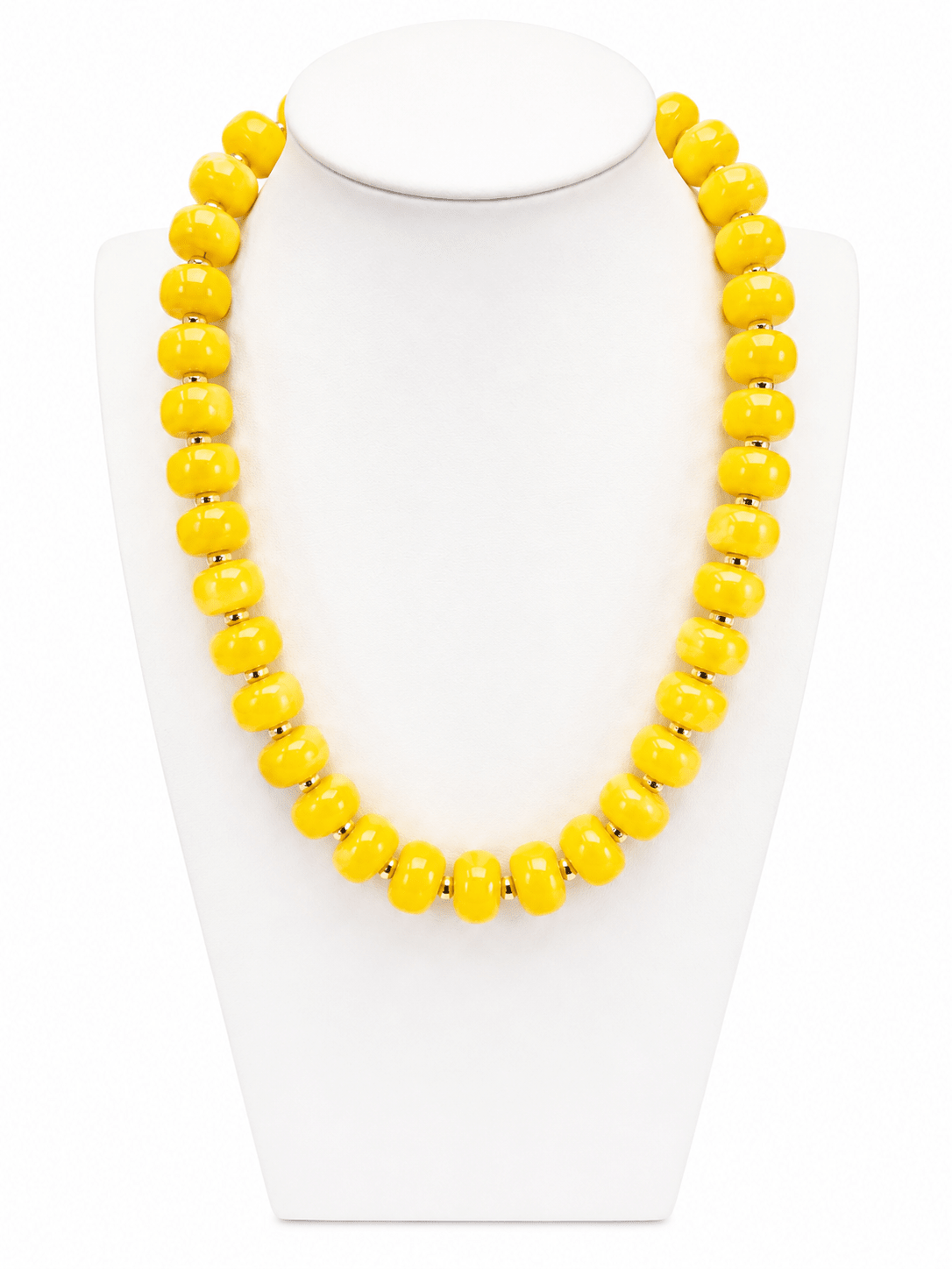 Chunky resin beads strung into a necklace