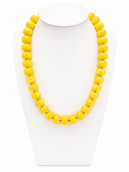 Chunky resin beads strung into a necklace