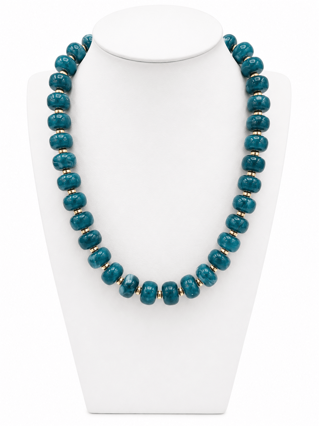 Resin bead necklace with a glossy finish