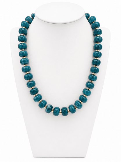Resin bead necklace with a glossy finish