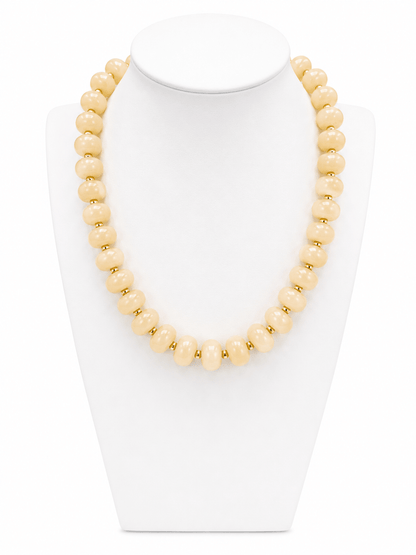 Resin beaded necklace with gold-tone accents