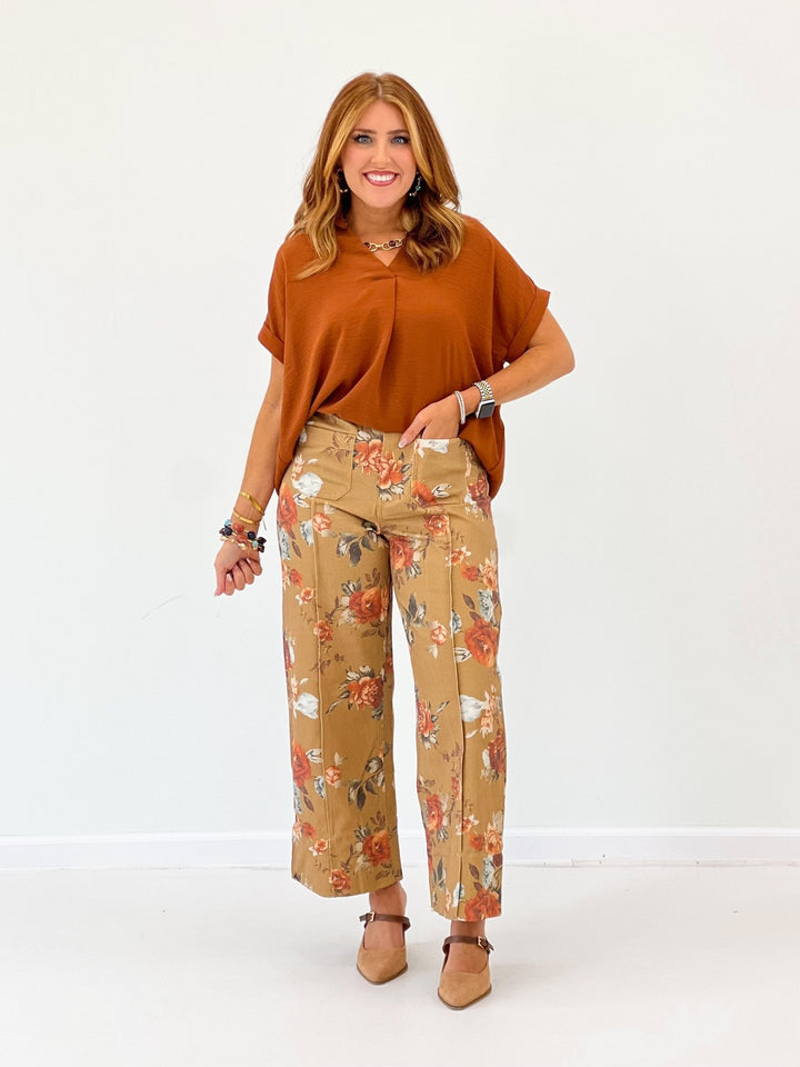 She & Sky Drop Shoulder Collared Top - Lavish Boutique01-TOPS