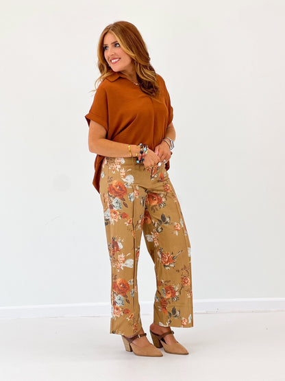 She & Sky Drop Shoulder Collared Top - Lavish Boutique01-TOPS