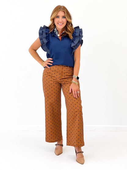 She+Sky Ruffle Sleeve Stitch Detail Top - Lavish Boutique01-TOPS