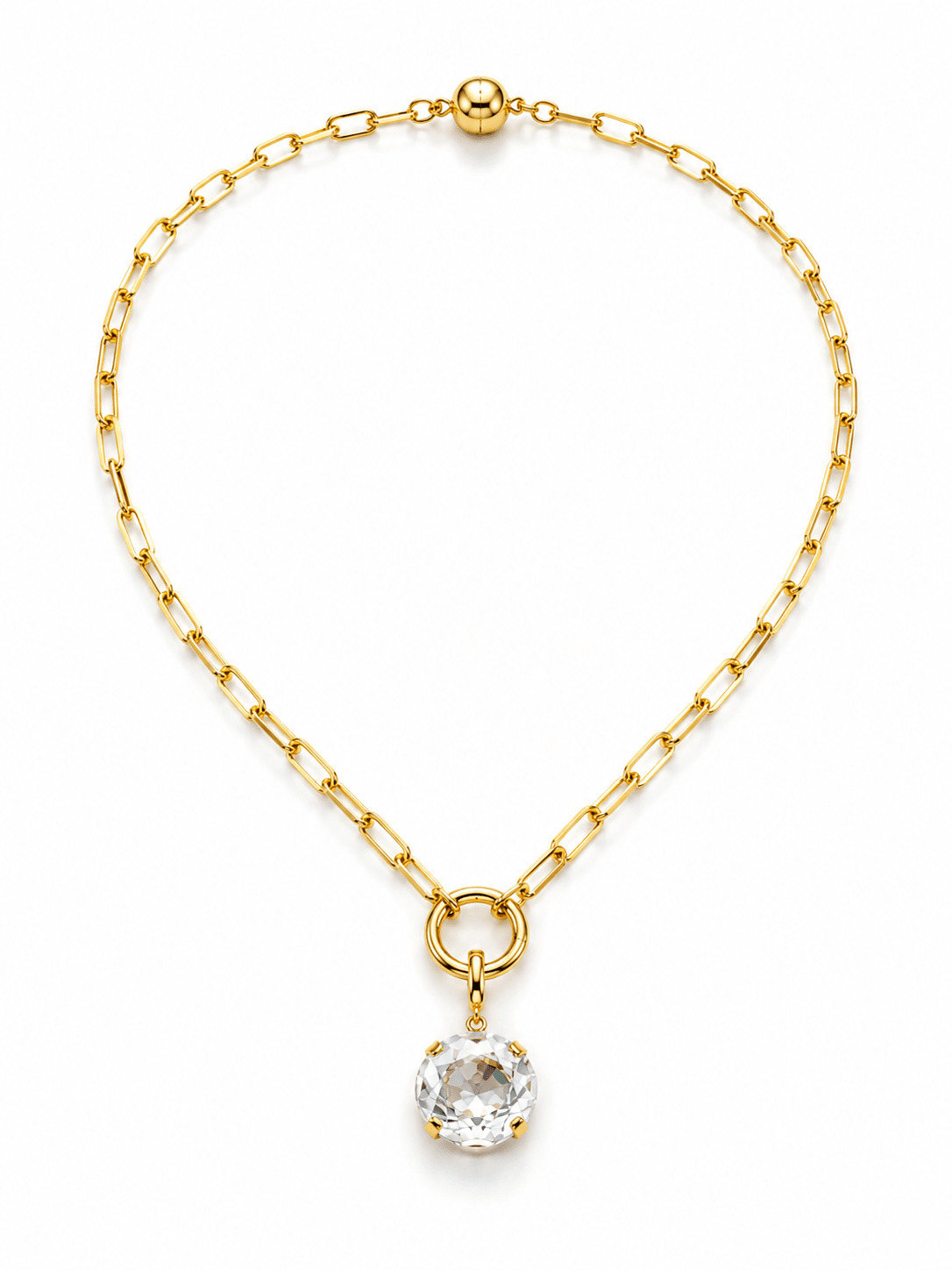 Gold drop necklace with a sparkling pendant