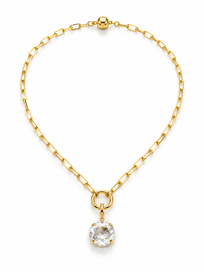 Gold drop necklace with a sparkling pendant