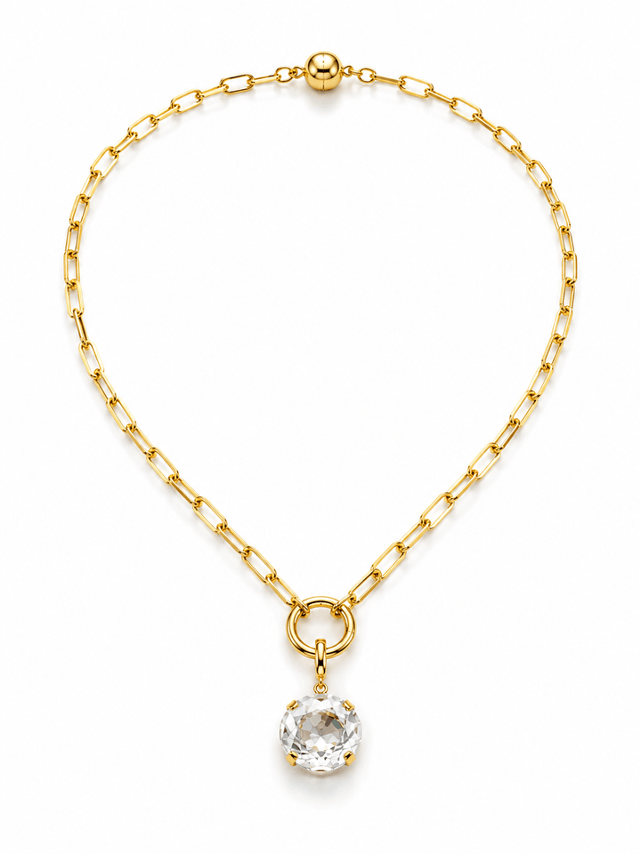 Gold drop necklace with a sparkling pendant