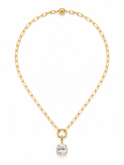 Gold necklace with a single shining drop