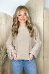 Khaki Long Sleeve Mineral Washed Top