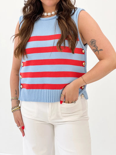 Sleeveless Button Detail Top - Lavish Boutique01-TOPS