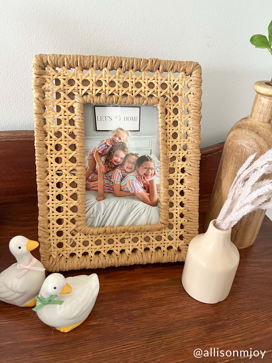 Natural cane-wrapped photo frame for a small print