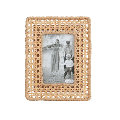 Small photo frame wrapped in natural woven cane