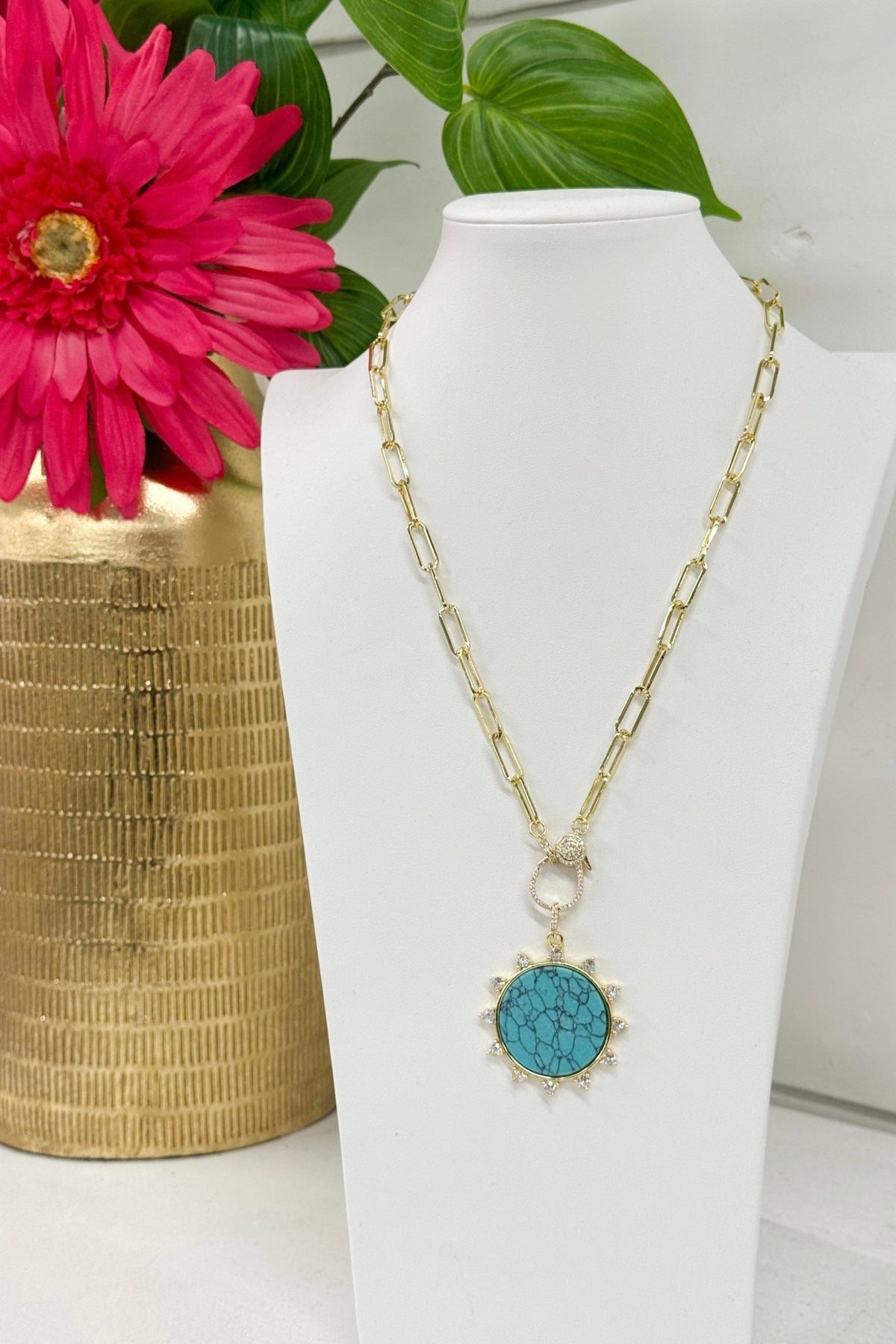 Turquoise stone statement necklace