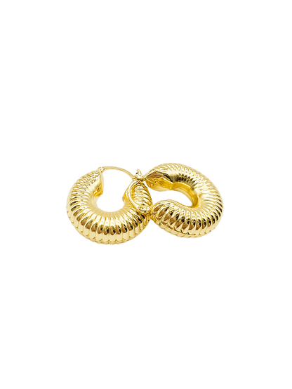 Spiraled gold hoops with a coiled shape