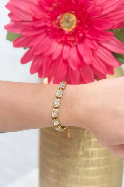 Square stone tennis-style bracelet
