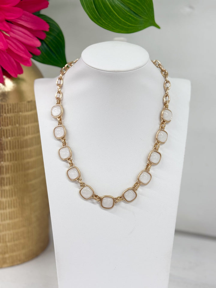 Square Epoxy Stone Necklace - Lavish Boutique09-JEWELRY