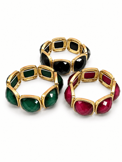 Bold bracelet set with large square stones