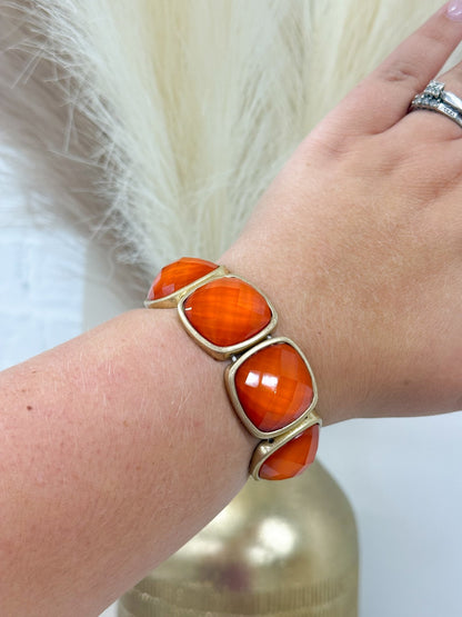 Statement cuff bracelet with a square focal stone